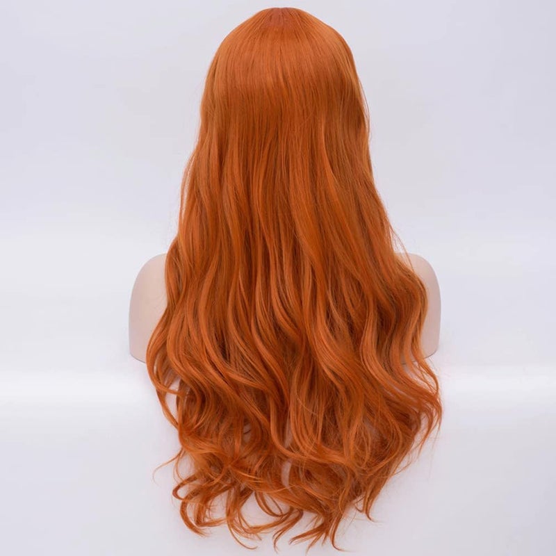 BERON Orange Wig Long Curly Wig Orange Wigs for Women Ginger Wigs Heat Resistant Synthetic Hair with Hairnet - Image 5